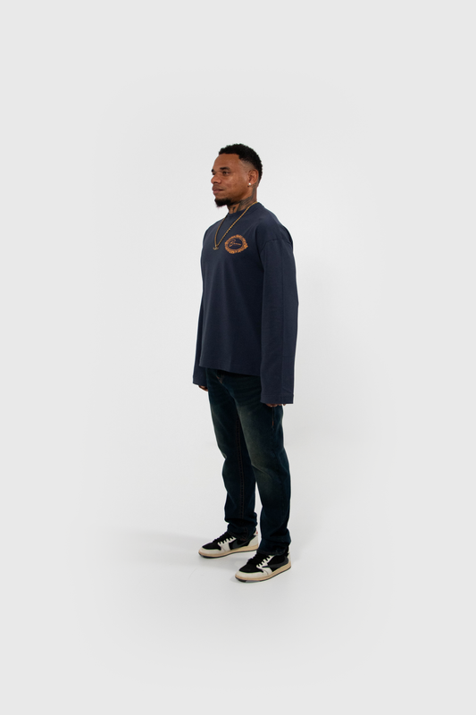 SIGNATURE LONG SLEEVE TOP NAVY