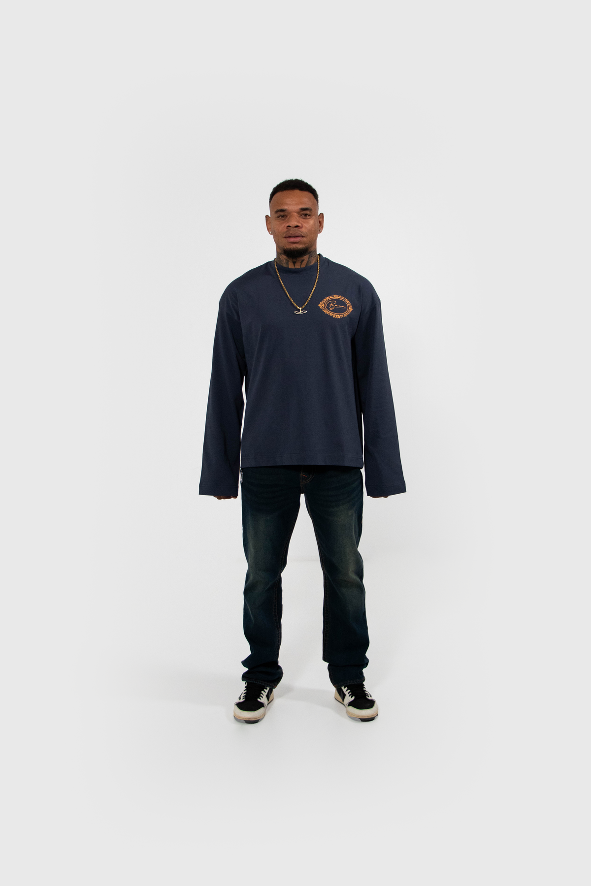 SIGNATURE LONG SLEEVE TOP NAVY